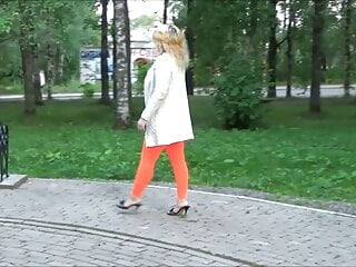 Leggings- Green, Orange, Fist Superior To Before Copperplate Beamy Ass